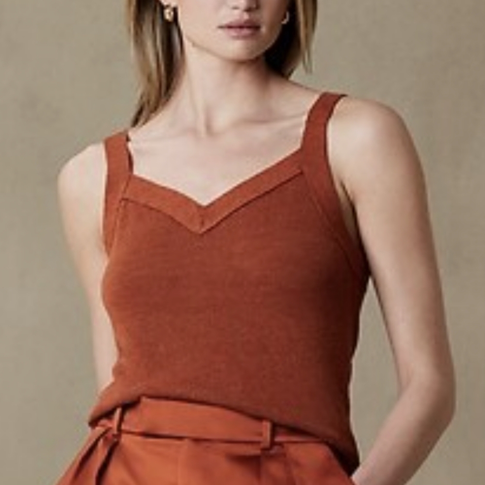 Banana Republic Factory Orange Ribbed Fitted Tank Top
